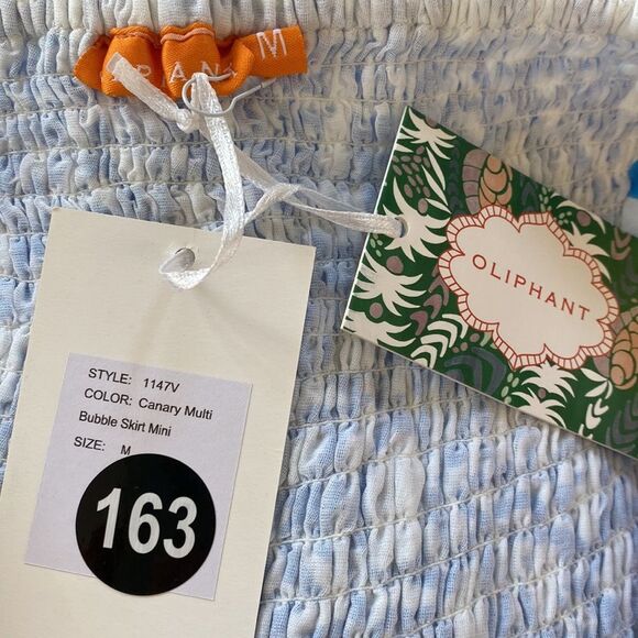 Oliphant Bubble Skirt Mini Dress Canary Multi-Color Balloon Short Puff Sleeve - Picture 8 of 16